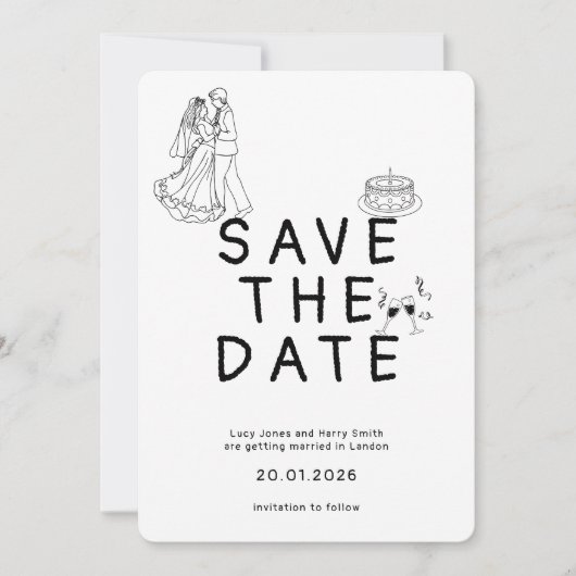 Stylish Elegant Script Wedding Save the Date Card (Devant)