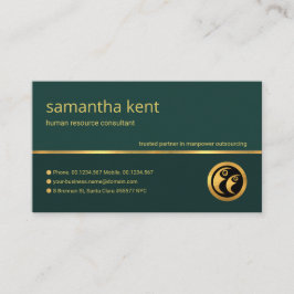 Stylish Emerald Green Gold Manpower Consultant Visitekaartje