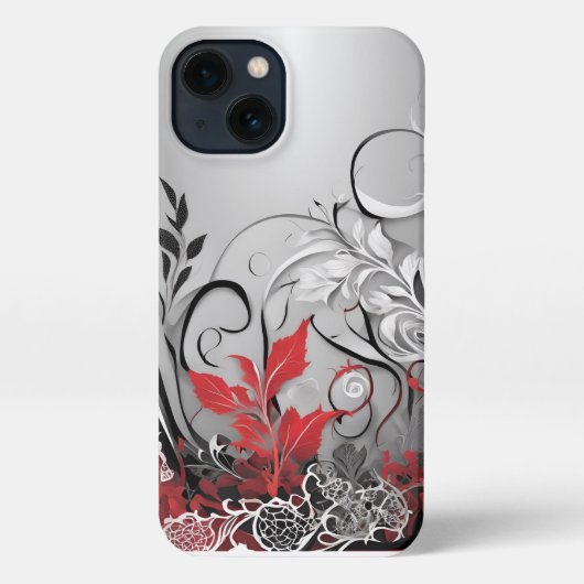 Stylish Floral and Lacy Leaf Design iPhone Hoesje (Achterkant)