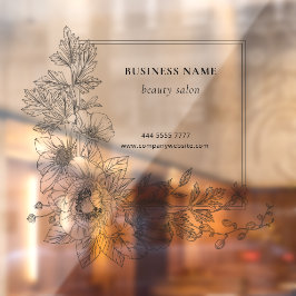 Stylish Floral Border Beauty Salon Business Name Raamsticker