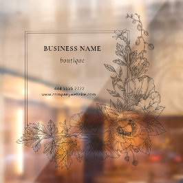 Stylish Floral Border Lounge Salon Business Name Raamsticker