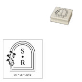 Stylish Floral Botanical Arch Wedding Initials Rubberstempel (Gestempeld)