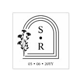 Stylish Floral Botanical Arch Wedding Initials Rubberstempel (Afrduk)