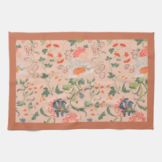 Stylish Floral Greenery Terracotta Theedoek (Horizontaal)