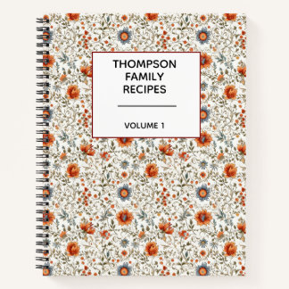 Stylish Floral Neutrals Personalized Recipe  Notitieboek