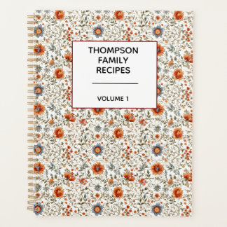 Stylish Floral Neutrals Personalized Recipe  Planner