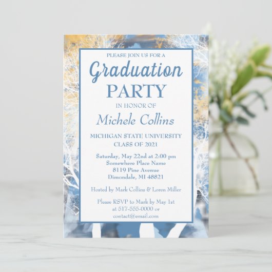 Stylish Forest Sunset Party Invitation Kaart (Staand voorkant)