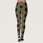 Stylish geometric black and yellow leggings (Dos)