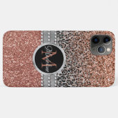 Stylish Girly Roos Gold Glitter Leopard Monogram Case-Mate iPhone Case (Achterkant (horizontaal))