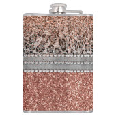 Stylish Girly Roos Gold Glitter Leopard Monogram Heupfles (Achterkant)