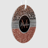 Stylish Girly Roos Gold Glitter Leopard Monogram Ornament (voorkant)