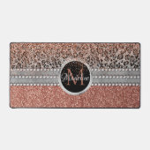 Stylish Girly Rose Gold Glitter Leopard Monogram (Recto)