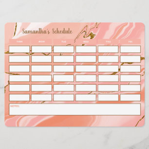 Stylish Girly Weekly Schedule School Tijdschema