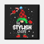Stylish Gnome Red Buffalo Plaid Matching Family Ch Magneet (Voorkant)