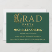 Stylish Gold Afstuderen Invitation Kaart (Voorkant)