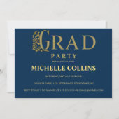 Stylish Gold Afstuderen Invitation Kaart (Voorkant)