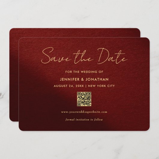 Stylish Gold Calligraphy Script Save The Dates Save The Date (Voorkant / Achterkant)