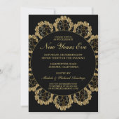 Stylish Gold Celebration New Years Invitation (Devant)