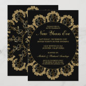 Stylish Gold Celebration New Years Uitnodiging (Voorkant / Achterkant)
