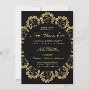 Stylish Gold Celebration New Years Uitnodiging