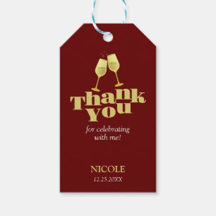 Stylish Gold Champagne Burgundy Birthday Thank You Cadeaulabel