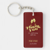 Stylish Gold Champagne Burgundy Birthday Thank You Sleutelhanger (Voorkant)
