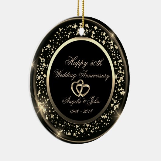 Stylish Gold Confetti 50th Wedding Jubileum Keramisch Ornament (Rechts)