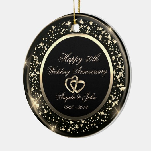 Stylish Gold Confetti 50th Wedding Jubileum Keramisch Ornament (Links)