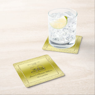 Stylish Gold Confetti 50th Wedding Square  Vierkante Kartonnen Onderzetter