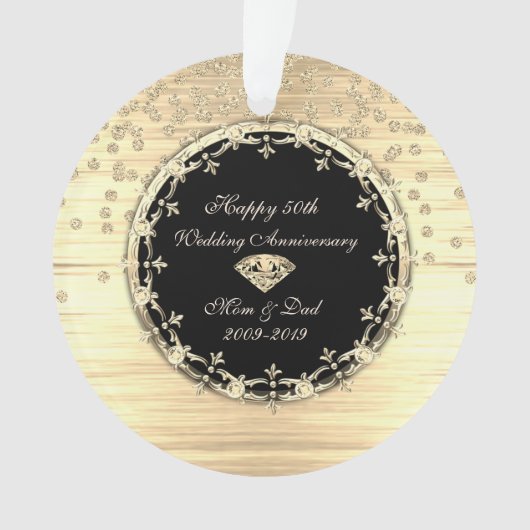 Stylish Gold Diamonds 50th Wedding Jubileum Ornament (voorkant)