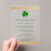Stylish Gold Foil St. Patrick's Day 1st Birthday Acryl Uitnodigingen (Insitu (Draagbaar))