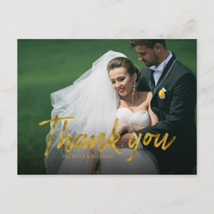 Stylish Gold Foil Wedding Bedankt Foto Briefkaart