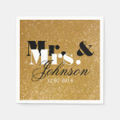 Stylish Gold glitter Mr en Mrs bruiloft napkins Servet (Voorkant)