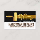 Stylish Gold Handyman Tools Home Renovation Visitekaartje (Voorkant)