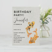Stylish Gold Koi Fish Birthday Kaart (Staand voorkant)