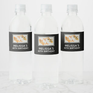 Stylish Gold Koi Fish Birthday Waterfles Etiket