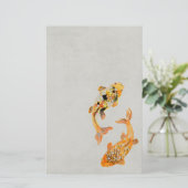 Stylish Gold Koi Fish Briefpapier (Staand voorkant)