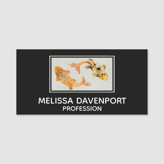 Stylish Gold Koi Fish Naamplaatje (Voorkant)