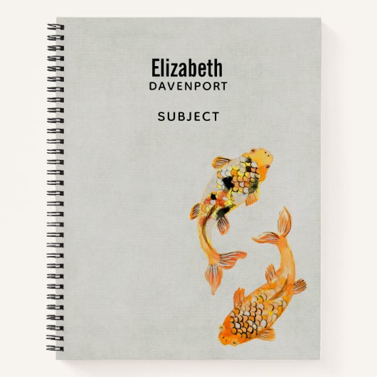 Stylish Gold Koi Fish Notitieboek (Voorkant)