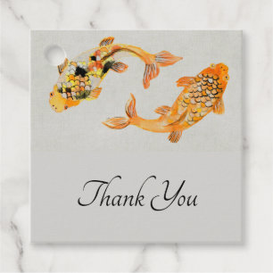 Stylish Gold Koi Fish Wedding Bedankjes Labels