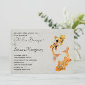 Stylish Gold Koi Fish Wedding Kaart (Staand voorkant)