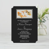 Stylish Gold Koi Fish Wedding Kaart (Staand voorkant)