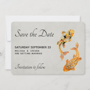 Stylish Gold Koi Fish Wedding Save The Date