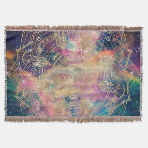 Stylish Gold mandala waterverf & Nebula Colorful Deken