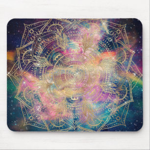 Stylish Gold mandala waterverf & Nebula Colorful Muismat