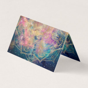Stylish Gold mandala waterverf & Nebula Colorful Visitekaartjes