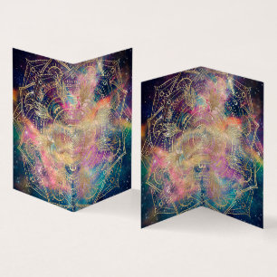 Stylish Gold mandala waterverf & Nebula Colorful Visitekaartjes