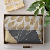 Stylish Gold Teardrop Black Marble Stone Monogram Tissuepapier (Geschenk)