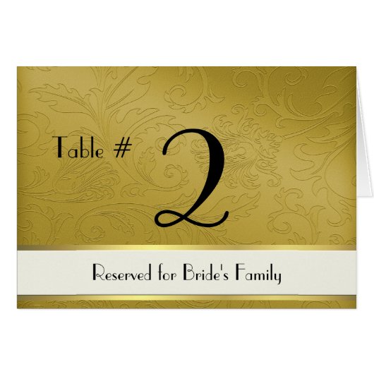 Stylish Gold Tone Custom Wedtable Tent Card (Voorkant Horizontaal)
