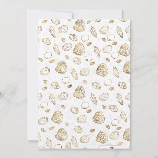 Stylish Gold White Seashells Pattern Kaart (Achterkant)